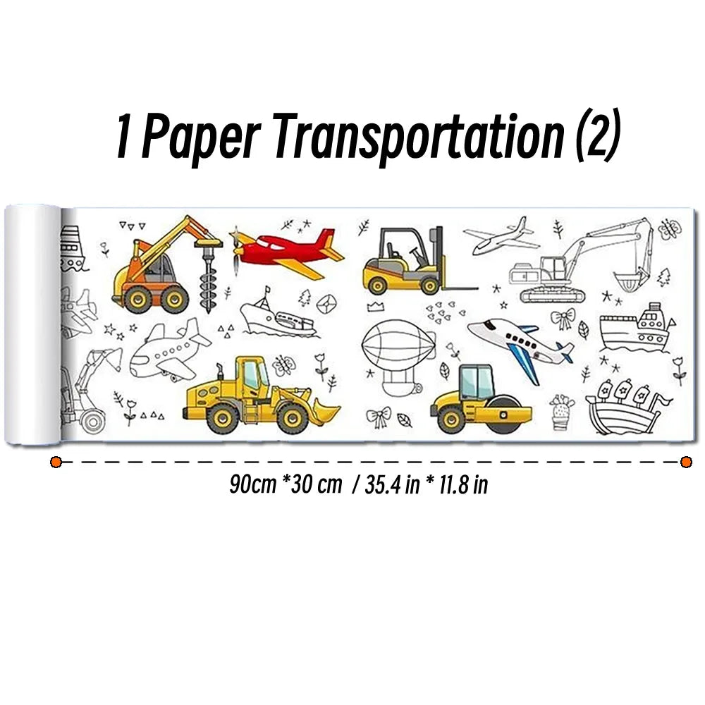 90cm Animal Canvas Children's Drawing Roll DIY Coloring Paper Roll Color Filling Graffiti Paper-cut Painting Educational School