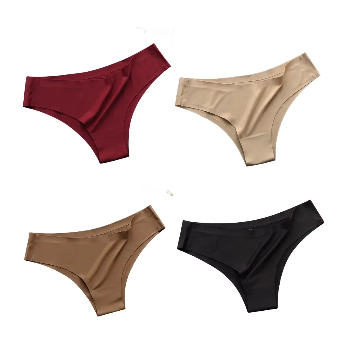 New 4PCS/Set Seamless Panties Women Sexy Underwear Ice Silk Underpants Low Waist G-string Female Soft Solid Ultra-thin Briefs