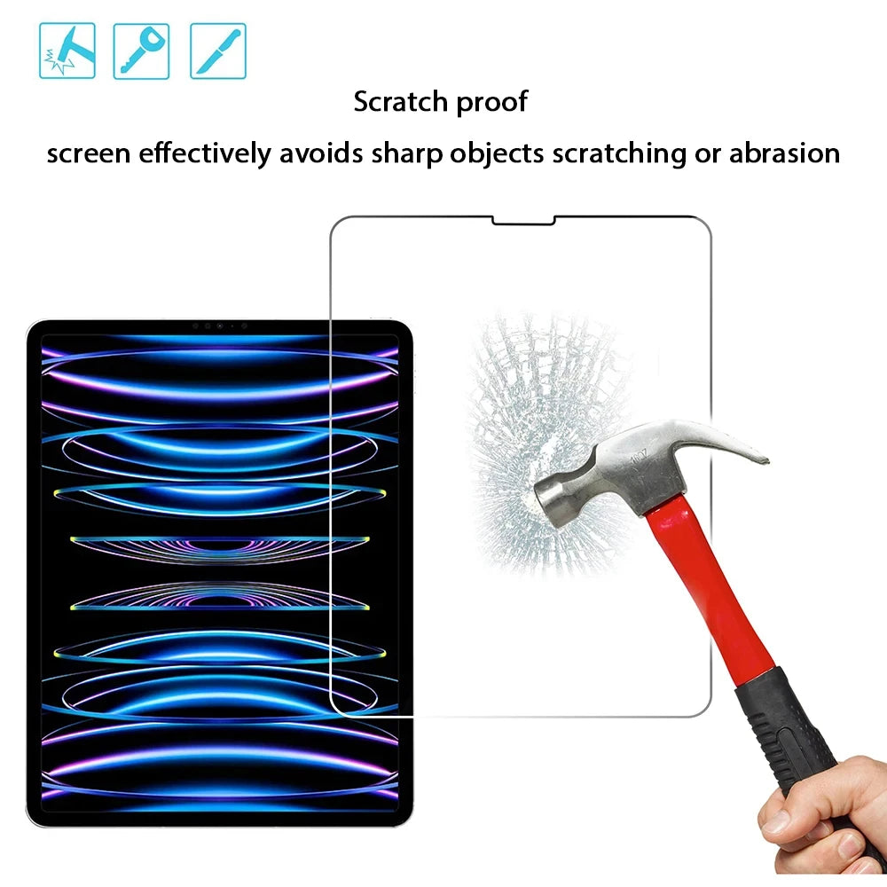 2Pcs Tempered Glass Screen Protector For iPad Pro 2024 Air M2 11 inch Pro 11 12.9 Air4 5 2022 2021 2018 HD 6th Scratch resistant