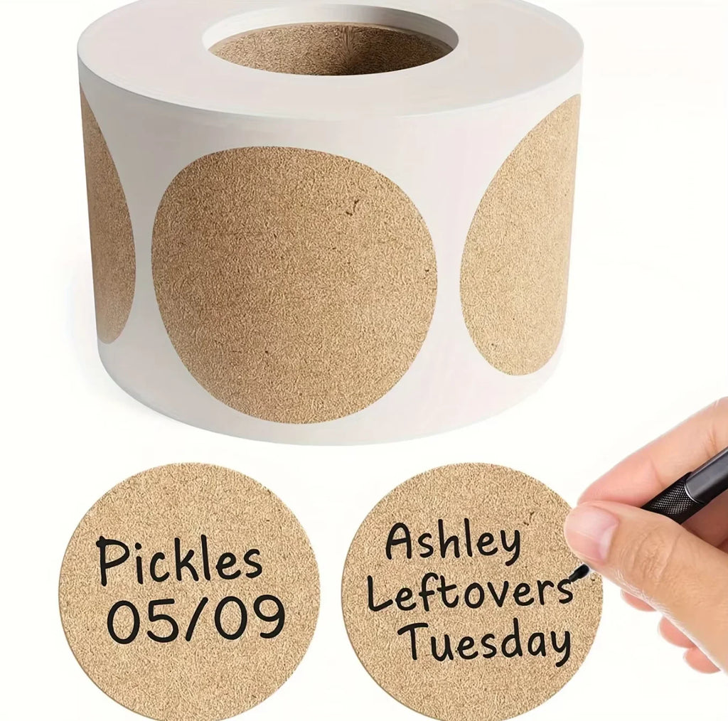 2.5/3.8/5cm 500PCs/Roll Kraft Round Stickers Self-adhesive Label Paper Sticker Classification Name Personalized Labels Stickers