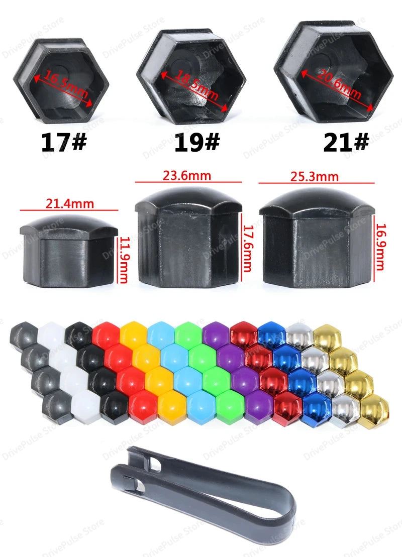 20PCS Universal Wheel Nut Covers 17/19/21mm - ust-proof wheel bolt caps for Car, SUV, Truck | Exterior Protection & Decoration