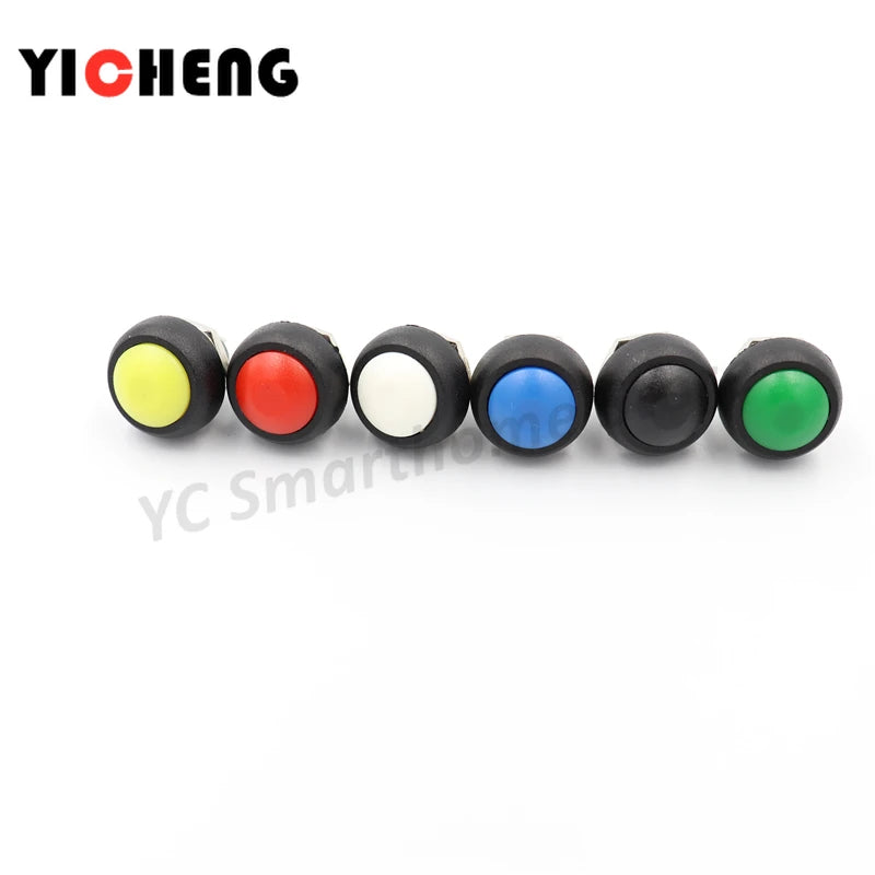 6Pcs PBS-33B push button switch 12MM small waterproof self-reset switch Round power lock-free reset switch spherical