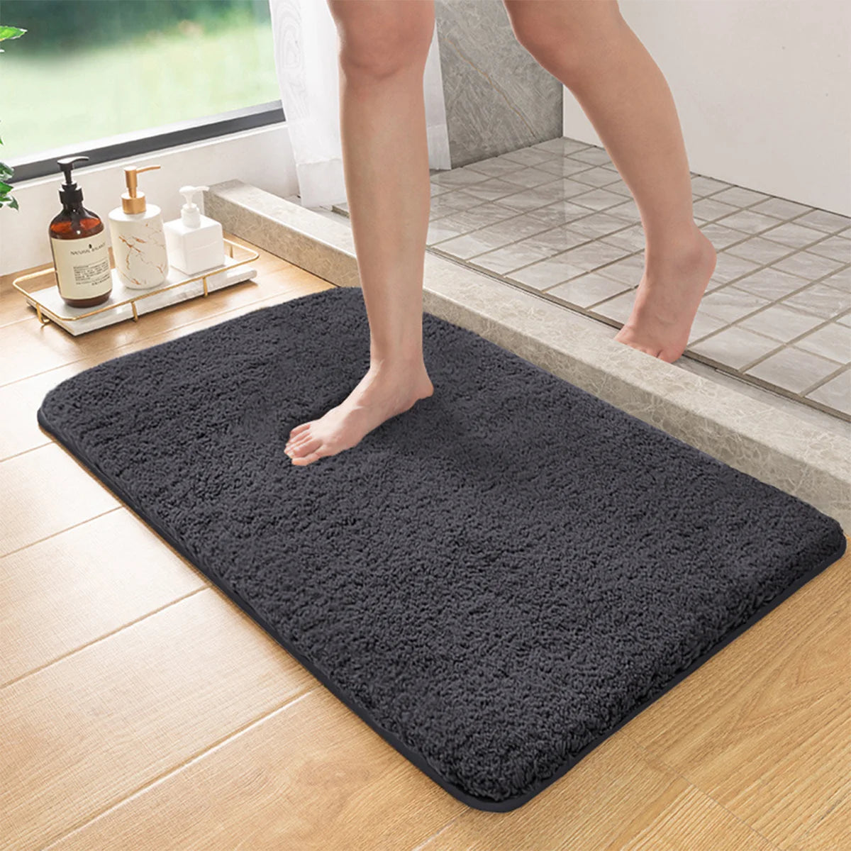Long hair absorbent bathroom mat furry shower room foot wiping mat toilet non-slip mat entrance mat
