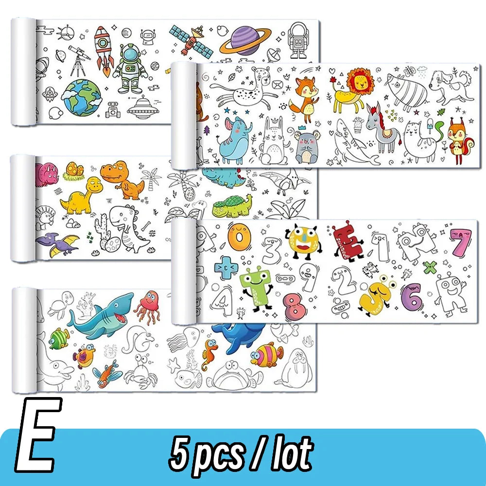 90cm Animal Canvas Children's Drawing Roll DIY Coloring Paper Roll Color Filling Graffiti Paper-cut Painting Educational School