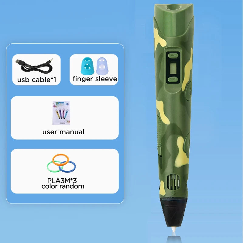 3D Pen Drawing Printing Pen With LCD Screen Compatible PLA Filament Toys Safe Paiting for Children DIY Christmas Birthday Gift