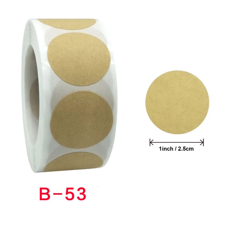2.5/3.8/5cm 500PCs/Roll Kraft Round Stickers Self-adhesive Label Paper Sticker Classification Name Personalized Labels Stickers