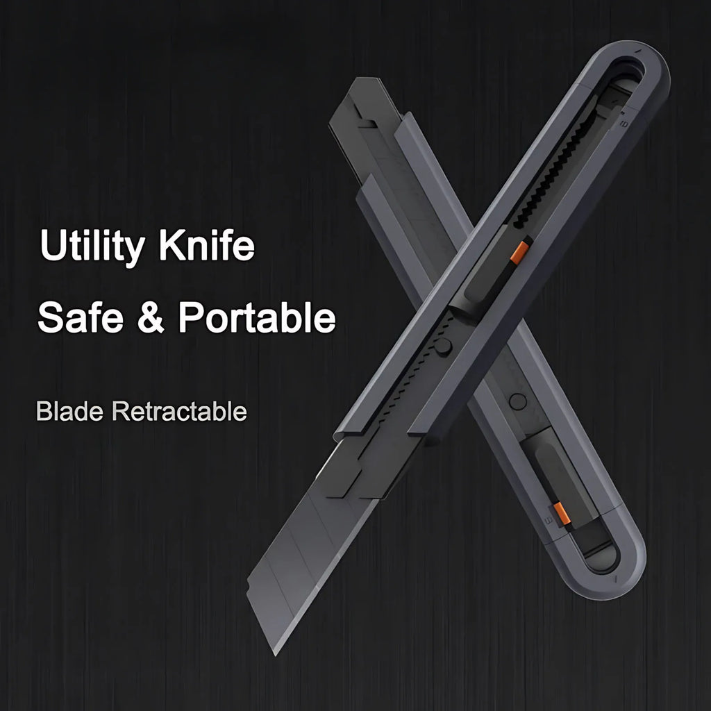 Mini Multifunction Utility Knife Carbon Steel Blade Safety Lock Stretch Pocket Professional Paper Cutter Household Manual Tool