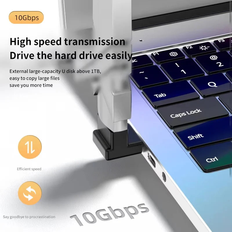 90 Degree USB 3.0 Male to Female Right Angle Extension Adapter USB Upward Elbow Adapter 10Gbps For Laptop PC Connector Converte