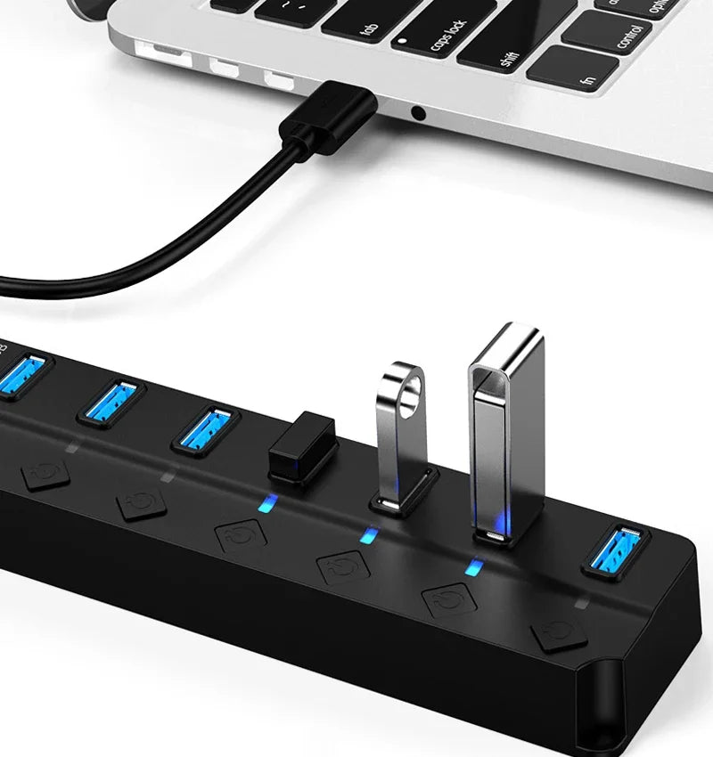7-IN-1 USB 2.0 High Speed USB Docking Station Extender USB HUB Splitter with Switch Control For Laptop Macbook pro
