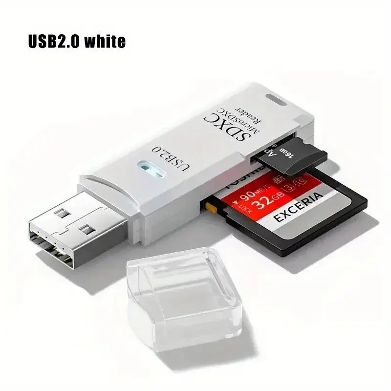 Multi Functional 2 In 1 High-speed USB 3.0/2.0 Card Reader Supports TF+SD Computer Tablet Camera Laptop Car Mounted