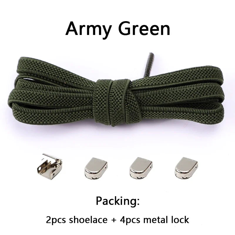 No Tie Shoe Laces Flat Elastic Shoelaces for Sneakers Tieless Shoelace Expand Shoestrings One Size Fits All Adult and Kids Shoes