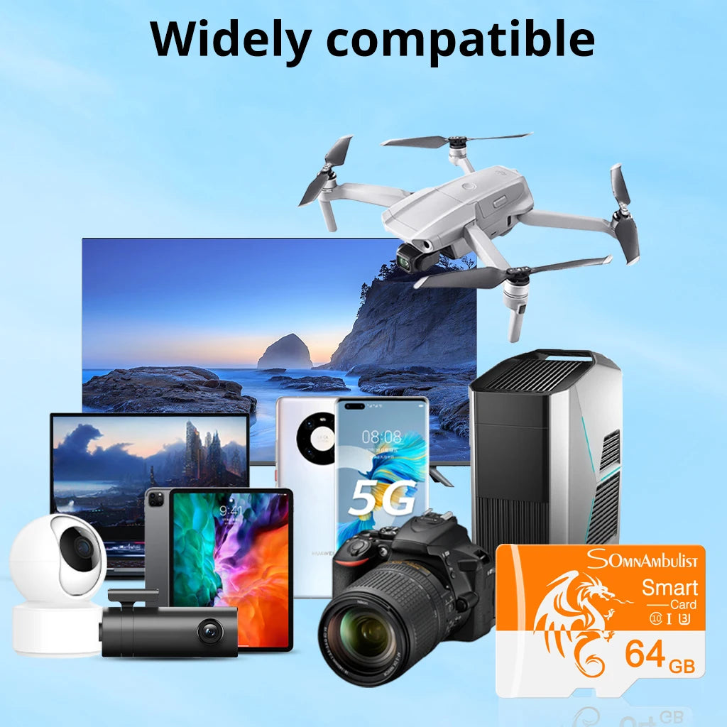 SomnAmbulist Memory Card 64GB High Speed Mini TF Card C10 U3 A1 for Drone Audio Surveillance Device 64GB TF Card