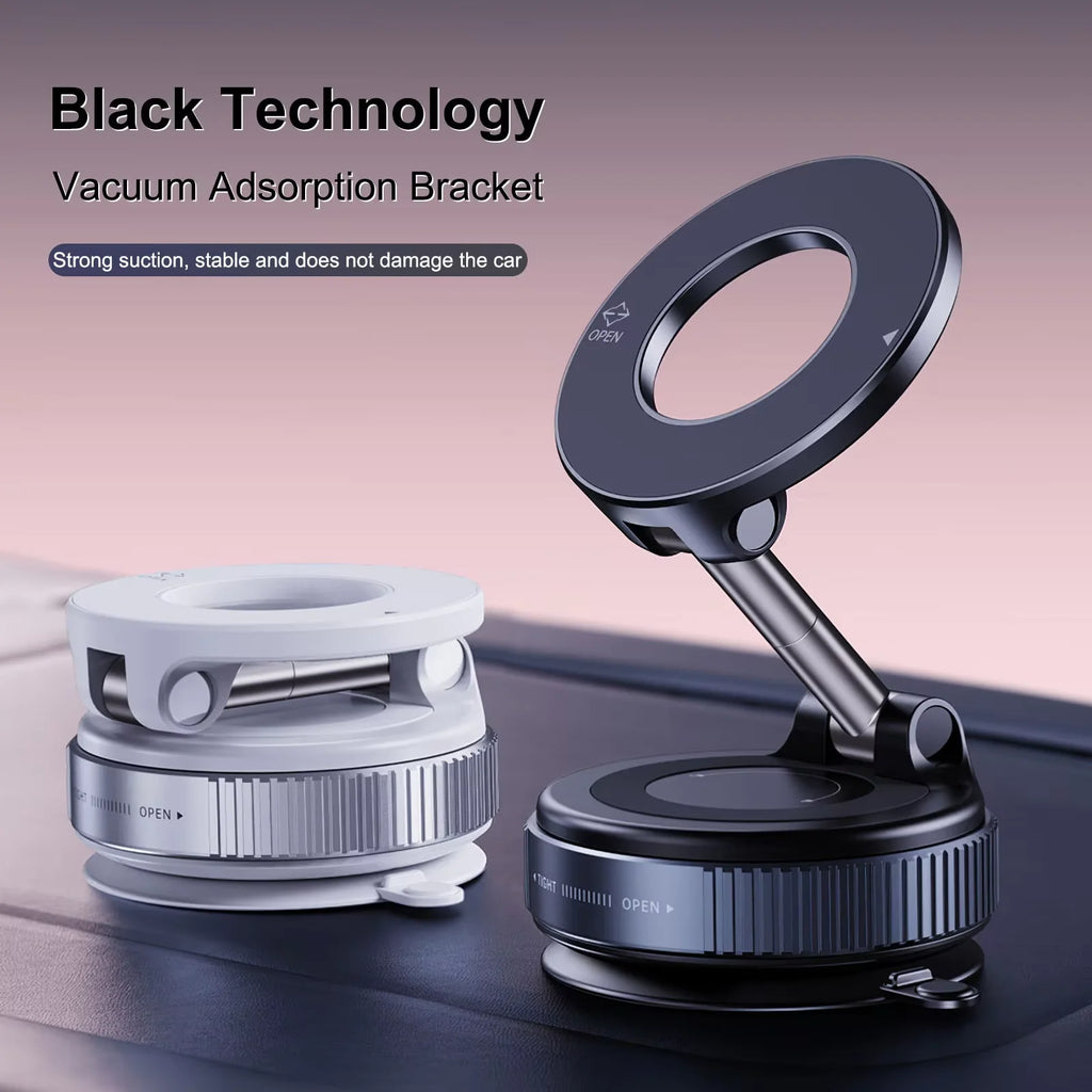 Car Mount Vacuum Magnetic Holder Foldable Strong Suction Stand For Cell Phone For iphone 16 15 12 13 14 Live Streaming