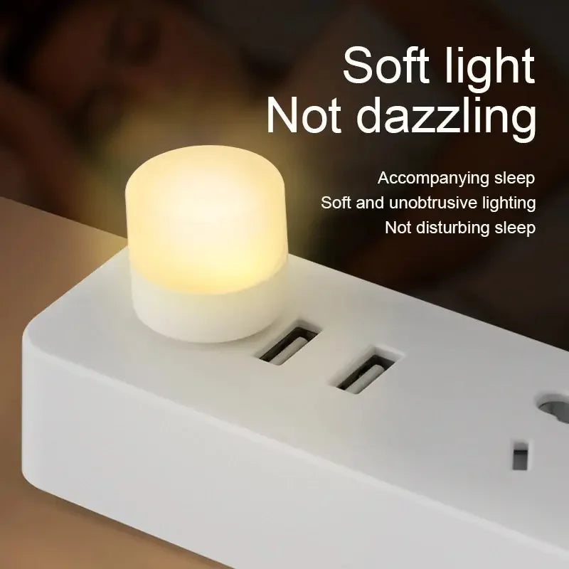 2/4/10 Pcs USB Night Light Warm White LED Plug-In Light Bulb Portable Home Environment Light Energy-Saving Reading Night Light