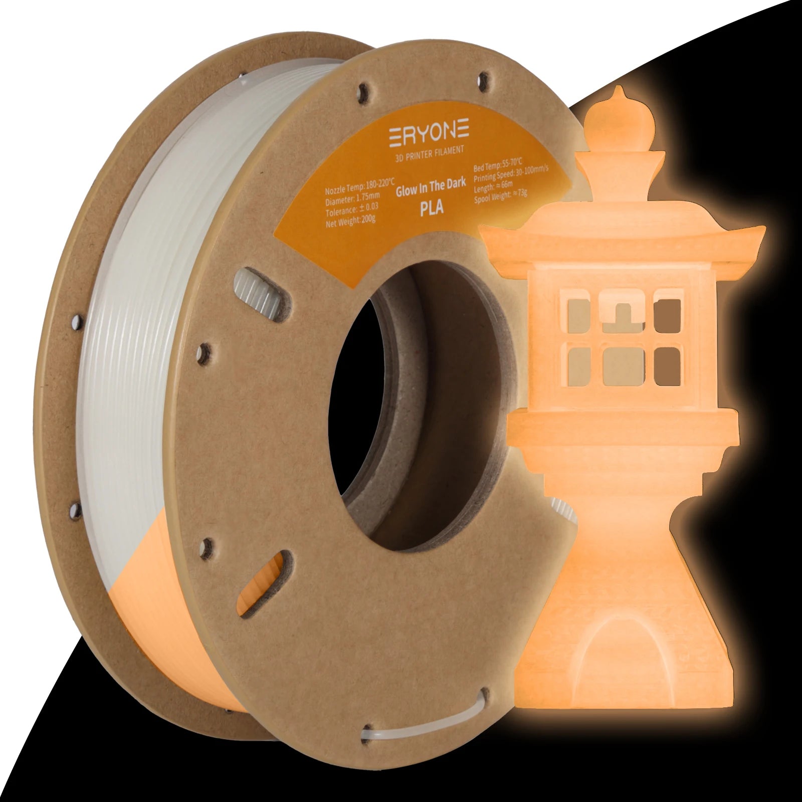 Eryone 200G PLA Filament Glow In The Dark Premium 3D Print（absorbs sunlight or daylight）,200g pla filament glow in the dark