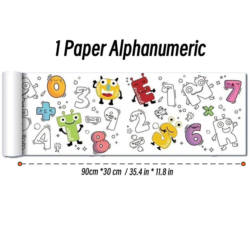 90cm Animal Canvas Children's Drawing Roll DIY Coloring Paper Roll Color Filling Graffiti Paper-cut Painting Educational School