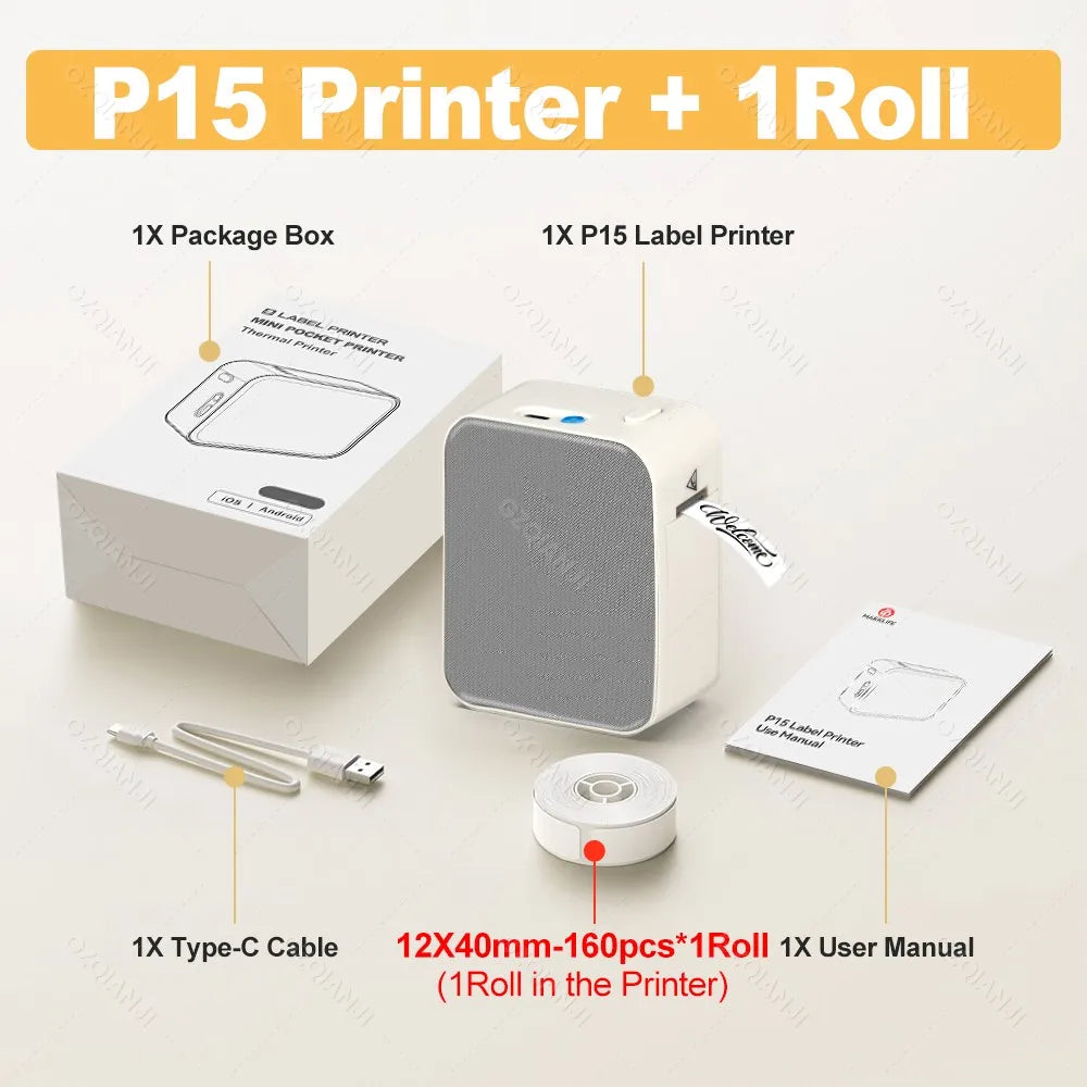 Marklife P15 Wireless Bluetooth Label Printer Portable Thermal Printer Similar as D11 D110 D101 Label Machine Mini Label Maker