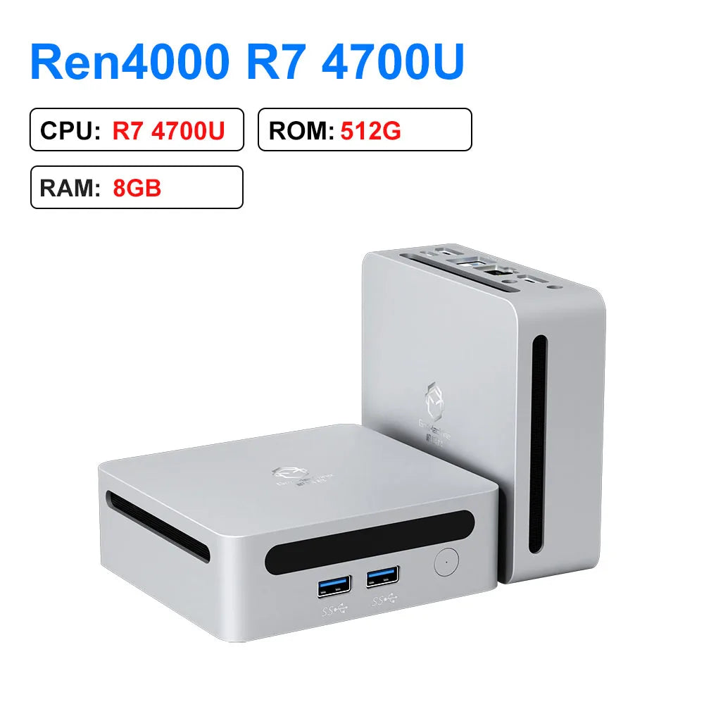 2025 GenMachine New Mini PC Ren4000 4700U AMD Ryzen7 4700U CPU  2.0GHz Up to 4.1GHz Windows 10/11 DDR4 64GB WiFi6 NUC gaming pc