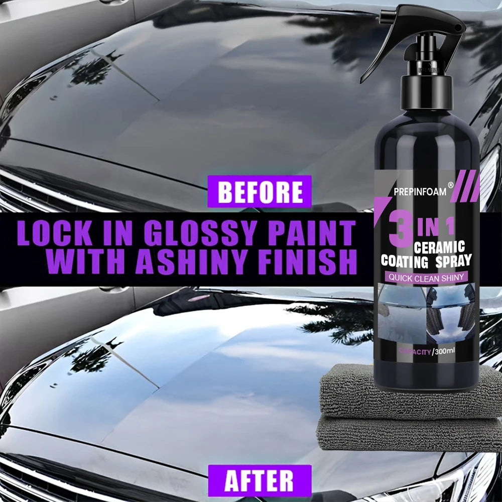 3 in 1 Car Ceramic Liquid Coating Spray Nano Crystal Hydrophobic Layer Polishing Agent High Gloss Paint Protection Wax Car Care