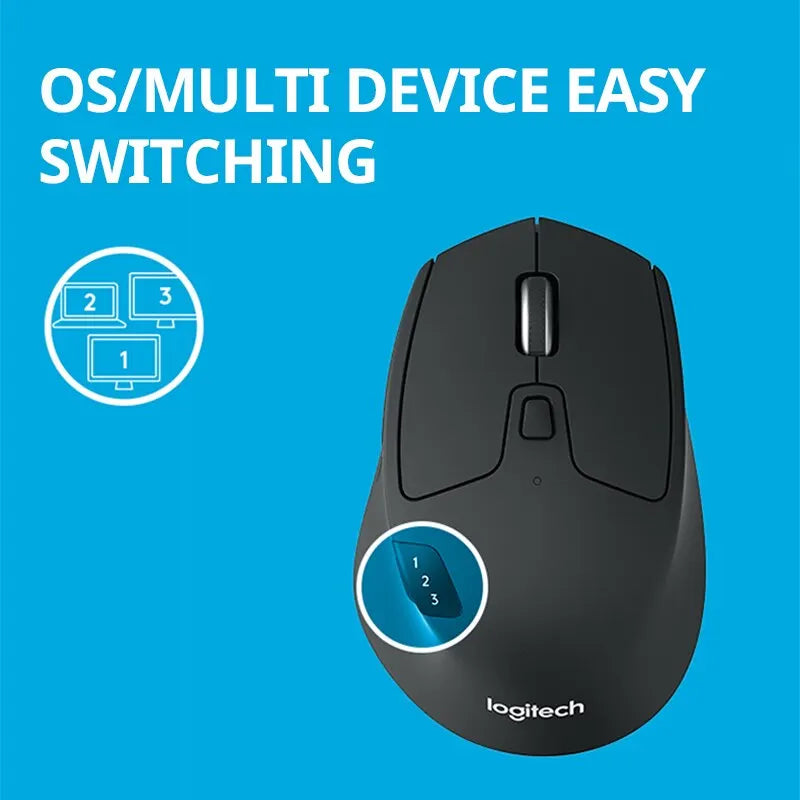 Logitech M720 Wireless Bluetooth Mouse Union Dual Mode Multi-device Office Efficient Comfortable Feel Notebook