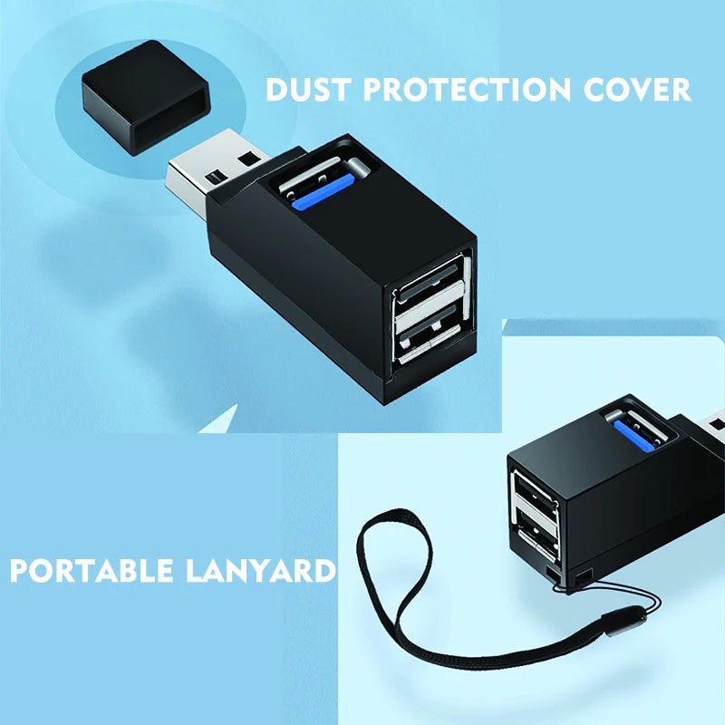 JUMPEAK Mini 3 Port USB Hub High Speed USB 3.0 Splitter Multi-port Plug and Play For PC Laptop Macbook Keyboard Mouse Hard Drive