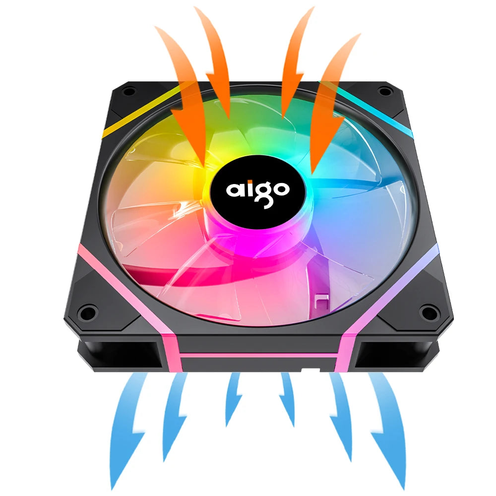 Clearance_Aigo AM12PRO Rgb Fan Ventoinha PC 120mm Computer Case Fan Kit Water Cooler 4pin PWM CPU Cooling Fans 3pin5v argb 12cm