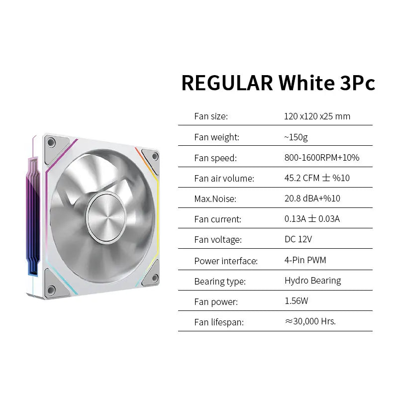 LDPCSJ OEM PRISM 5 PRO Computer Chassis Fan 12cm ARGB 4 Pin PWM Quiet Cooling Fan 12V Large Air Volume 45.2CFM/800-1600RPM