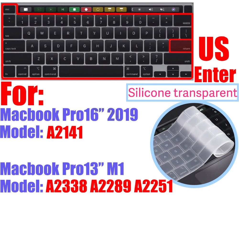 CaseBuy Premium Silicone Keyboard Cover Ultra Thin for MacBook Pro 14 16" M4 M3 M2 M1 Pro/Max, Air 15" 13.6" M3 M2, Cl
