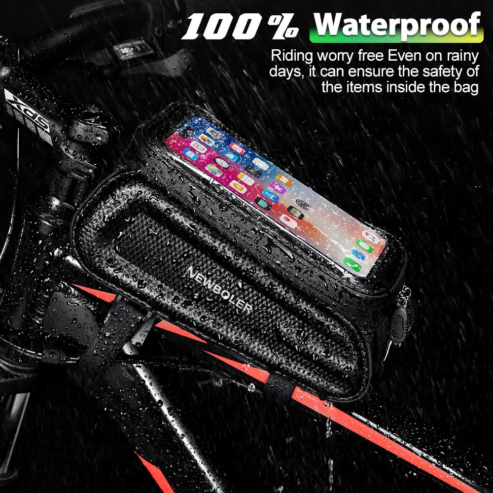 NEWBOLER Bicycle Bag Cycling Top Front Tube Frame Bag Waterproof 6.5 Inches Phone Case Storage Touch Screen MTB Road Bike Bag