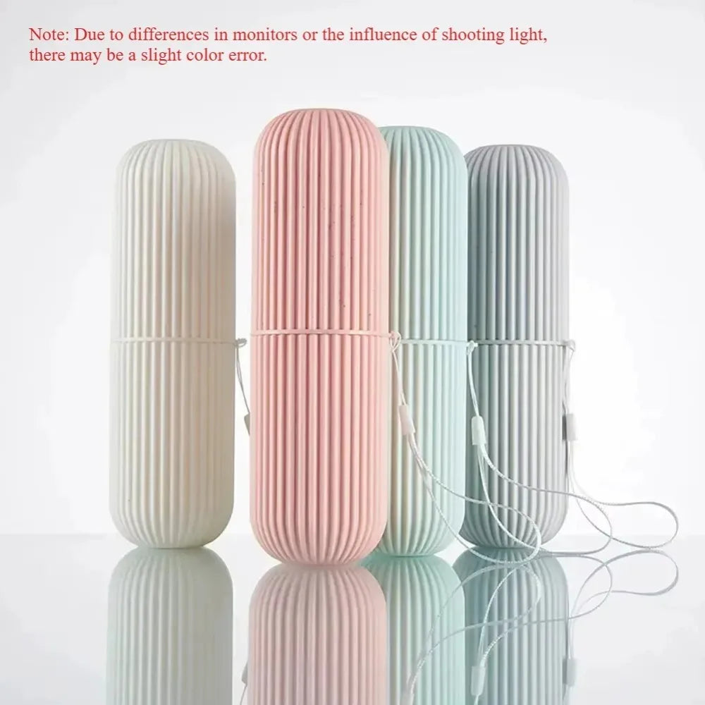 Portable Toothbrush Holder with Toothpaste Storage – Travel Bathroom Cup Case Organizer for Toiletries On-the-Go