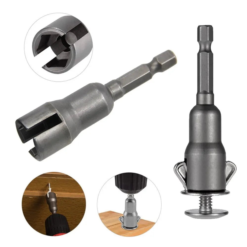 Natural Slotted Butterfly Hole Socket Wrench – Wing Nut Socket Tool with 65mm Hexagonal Handle for Electric Screwdriver