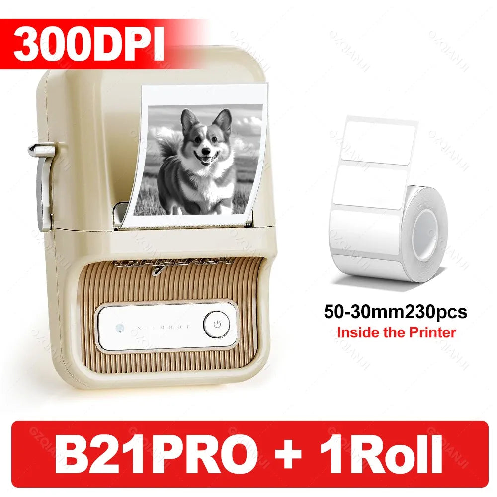 Niimbot 200dpiB21 300dpi B21PRO Label Maker Tag Price Portable Thermal Label Printer with White Photo Labels for Bakery/Business