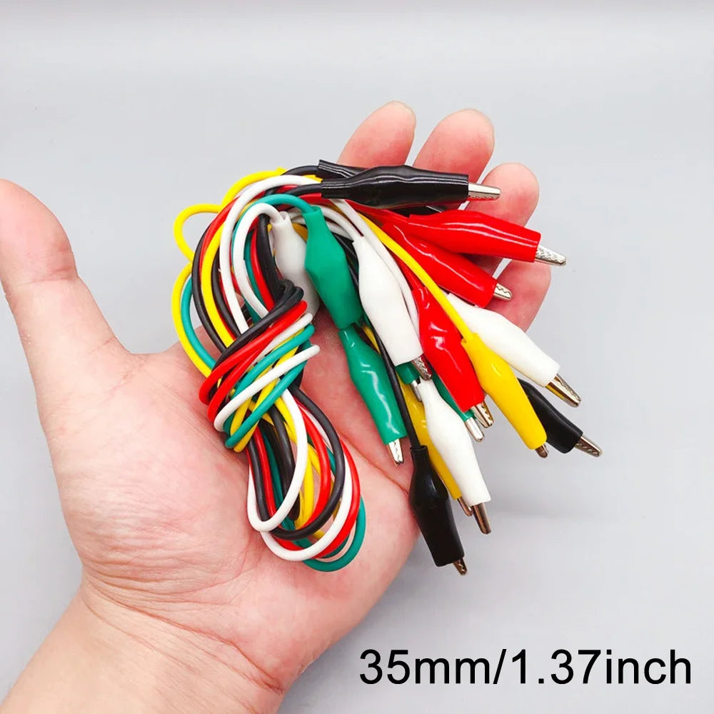 10PCS Alligator Clips Electrical, 5 Colors Test Leads with Testing Probes Crocodile Jumper Wires Cable with Alligator Clips