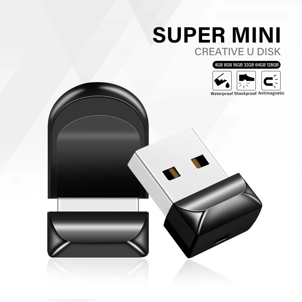 Black Mini Pen Drive 128GB High Speed Memory Stick Pen drive 64GB USB 2.0 Oval Flash Drive Convenient Business Gifts Key Chain