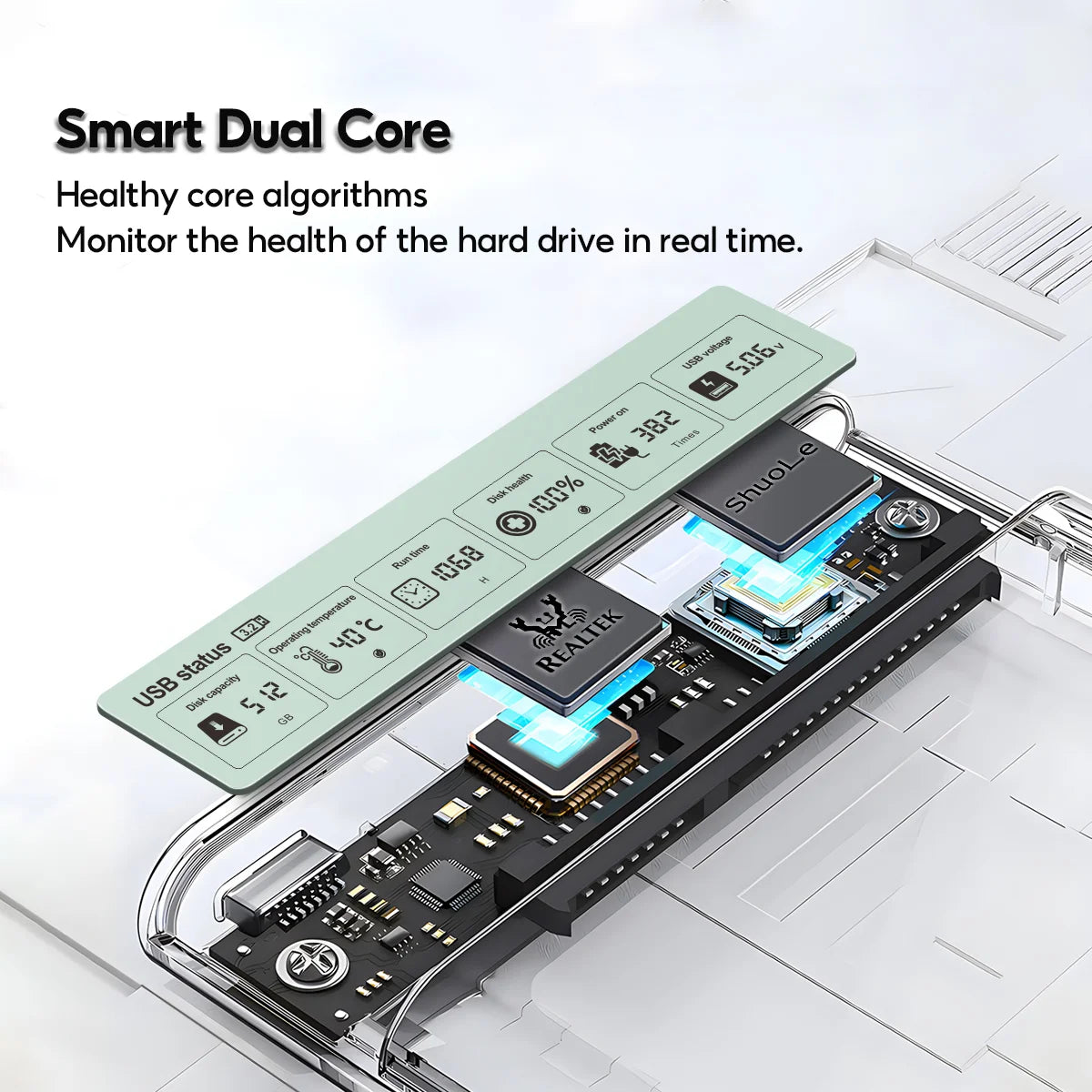HDD Case Enclosure Box 2.5 SSD SATA To USB 3.2 With 5Gbps Adapter External Housing Hard Drive Box Transparent
