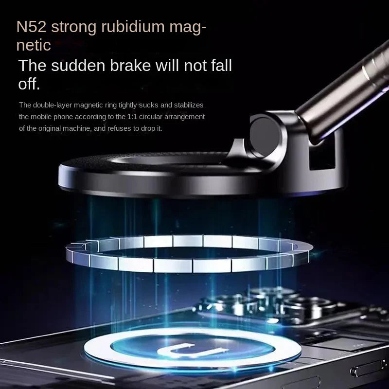 Car Mount Vacuum Magnetic Holder Foldable Strong Suction Stand For Cell Phone For iphone 16 15 12 13 14 Live Streaming