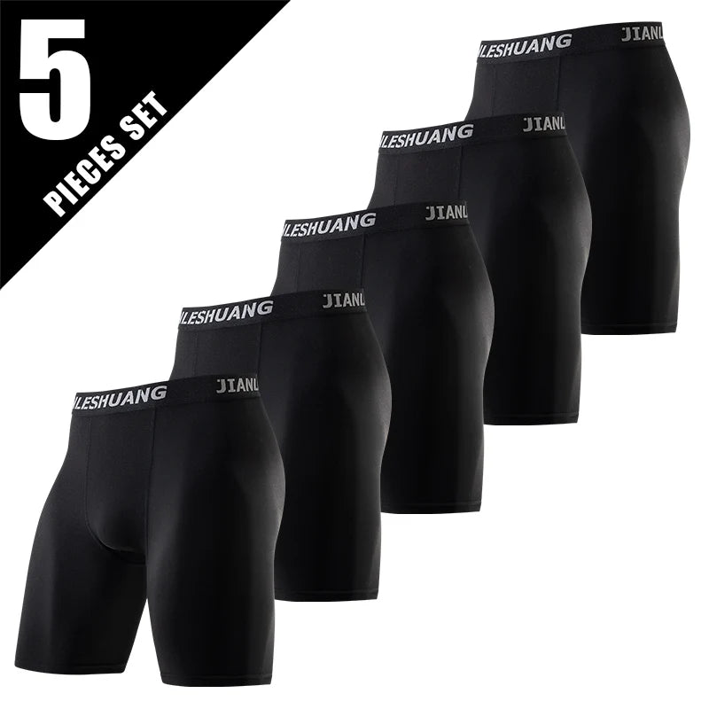 1/2/5Pcs Teenagers To Adults Multi-size Men's Sports Underwear Fitness Long Boxer Shorts Running Training Basketball Football Sh