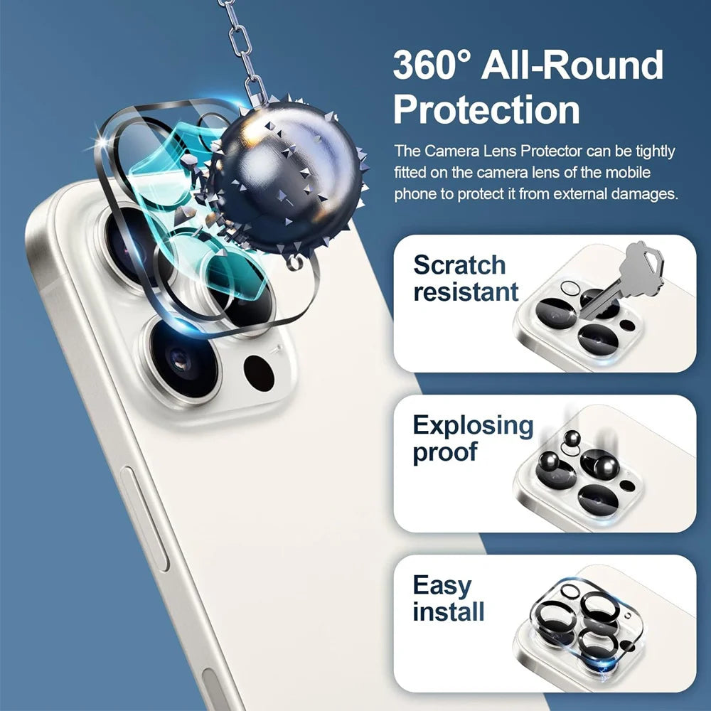 1~4Pcs HD Screen Protector For iPhone 17 16 15 14 Pro Max Tempered Glass For iPhone 11 12 13 Mini Camera Film iPhone 16 Plus