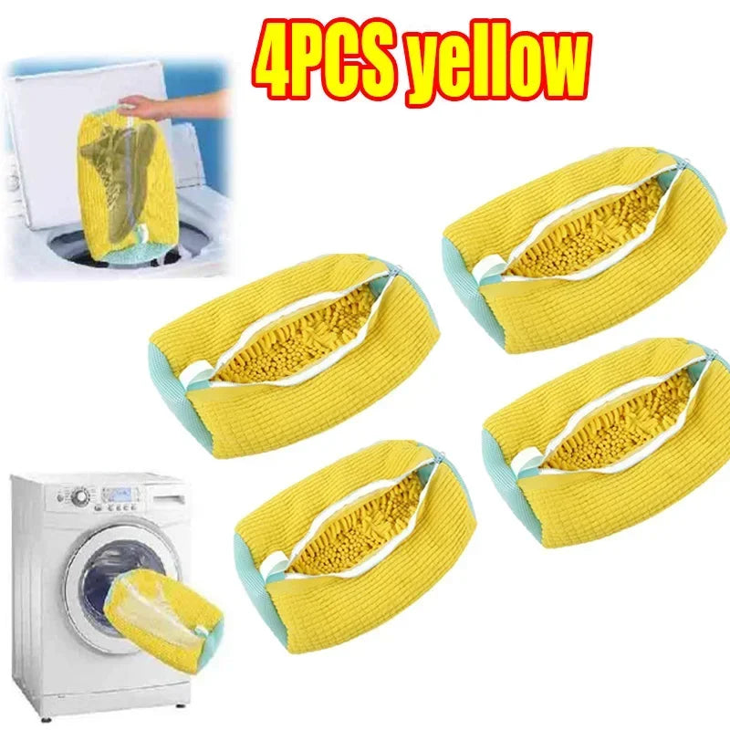 1-6PCS Shoes Washing Bag For Washing Machine Plush Fluffy Fibers Easily Remove Dirt Laundry Bags Anti-Deformation Home Organizer