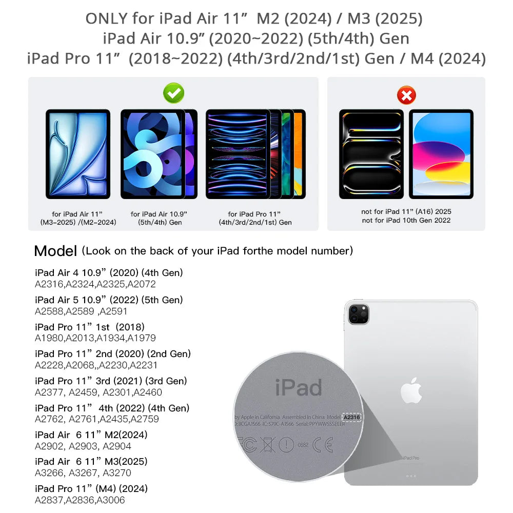 Magic Keyboard for iPad Air 4 Air 5 Air 6 Air 7 11 inch case for iPad Pro 11 inch 2018-2022 Generation Cover Smart Cover