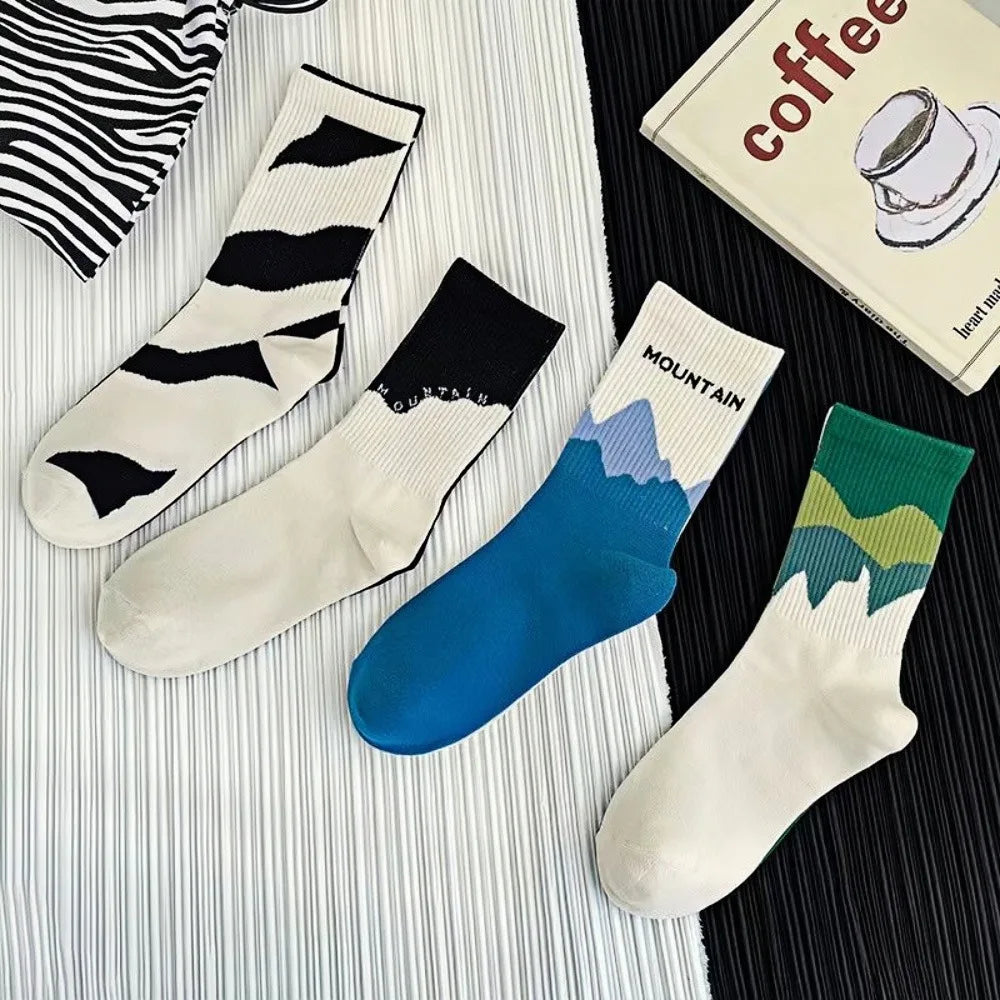 1/4 Pairs Men's and women's casual socks, asymmetrical niche mid length socks,  Japanese socks, couple sports socks