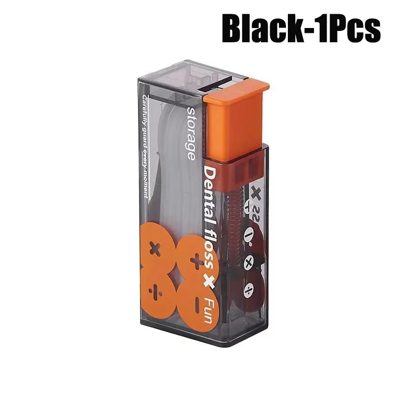 Portable Floss Dispenser Includes 10Pcs Floss Automatic Ejectable Floss Organiser Oral Care Press-on Disposable Flossing Sticks