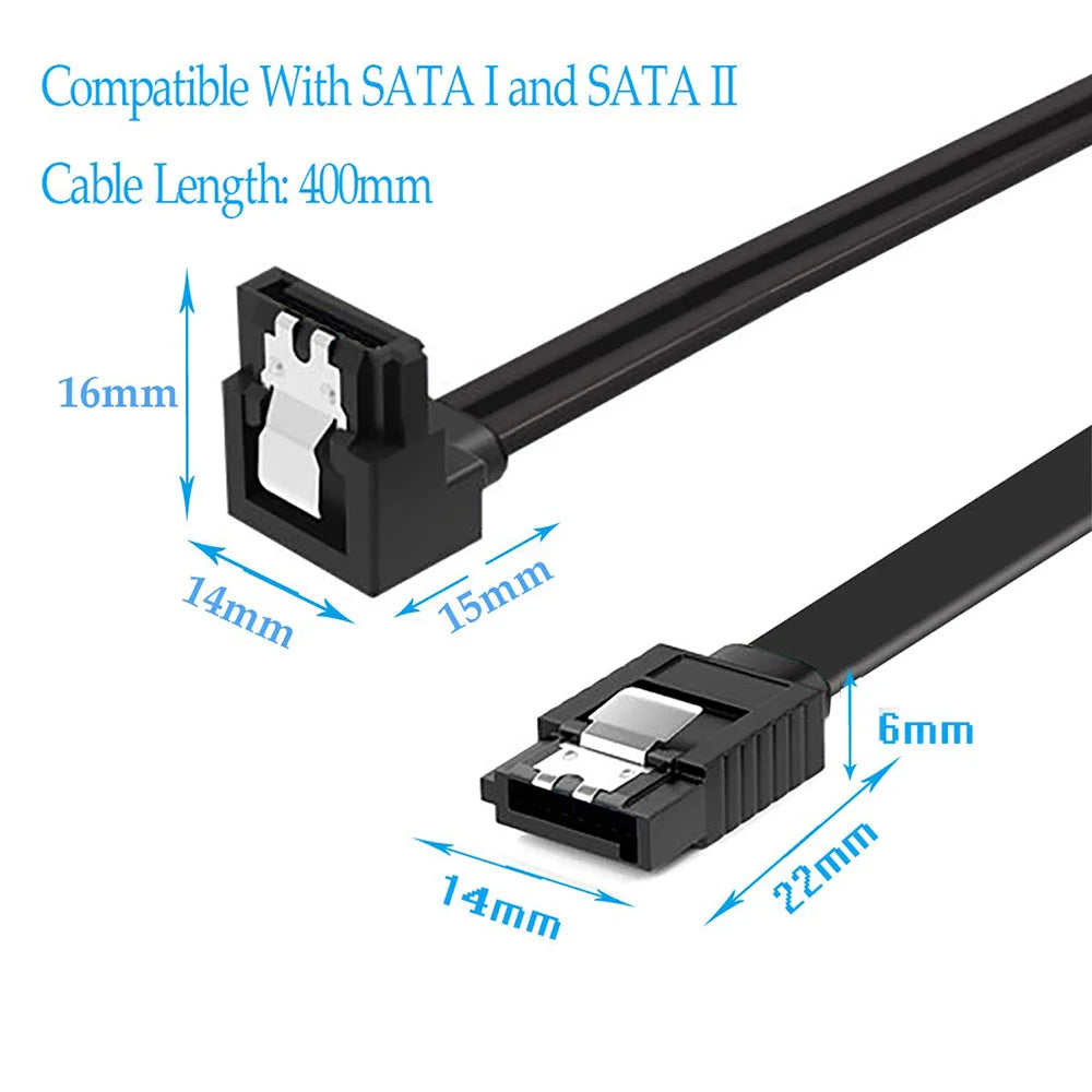 12-Pack SATA Data Cable 90 Degree Right Angle SATA III 6.0 Gbps Cable Black with Locking SATA Cable For HDD SSD CD DVD Drives