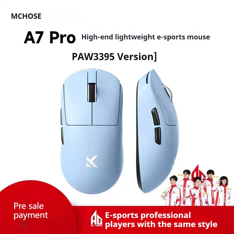 MCHOSE A7 Ultra Mouse Esports GamesThree Modes Pro Wireless Bluetooth PAW3395 Lightweight Laptop Office Mouse Support Ergonomics