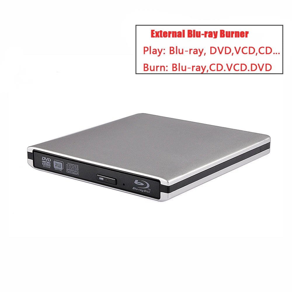 External USB3.0 Blu-Ray Reader Bluray Burner and Writer 3D BD-ROM Optical DVD Recorder BD-RE Bluray Play for Laptop/Desktop