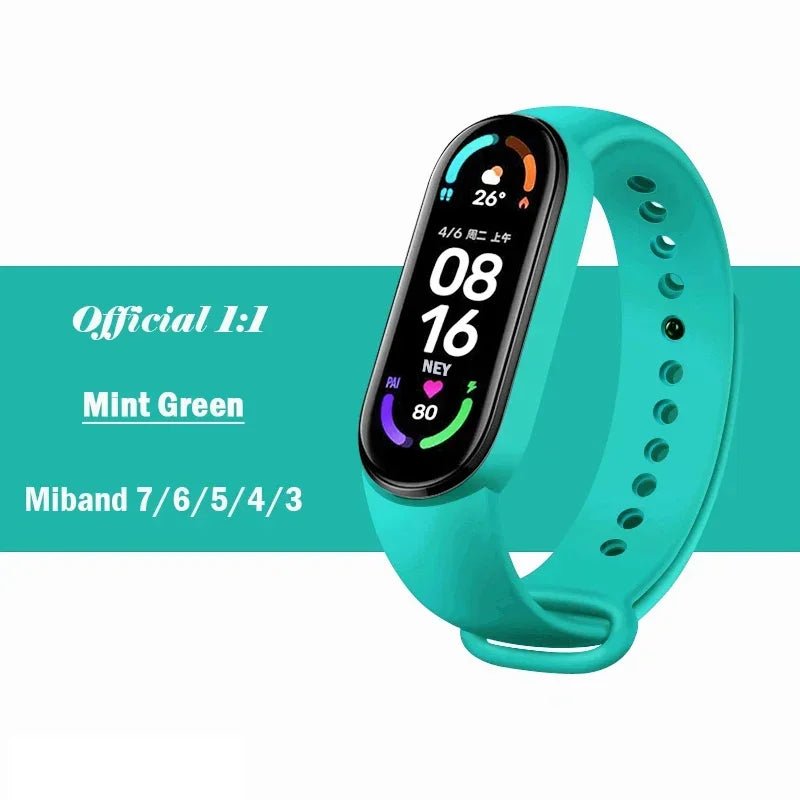 official Silicone Strap For Xiaomi Mi Band 4 5 6 7 Bracelet Sport Watch Wristband Miband4 miband7 Correa Mi band 3 4 5 6 7 Band