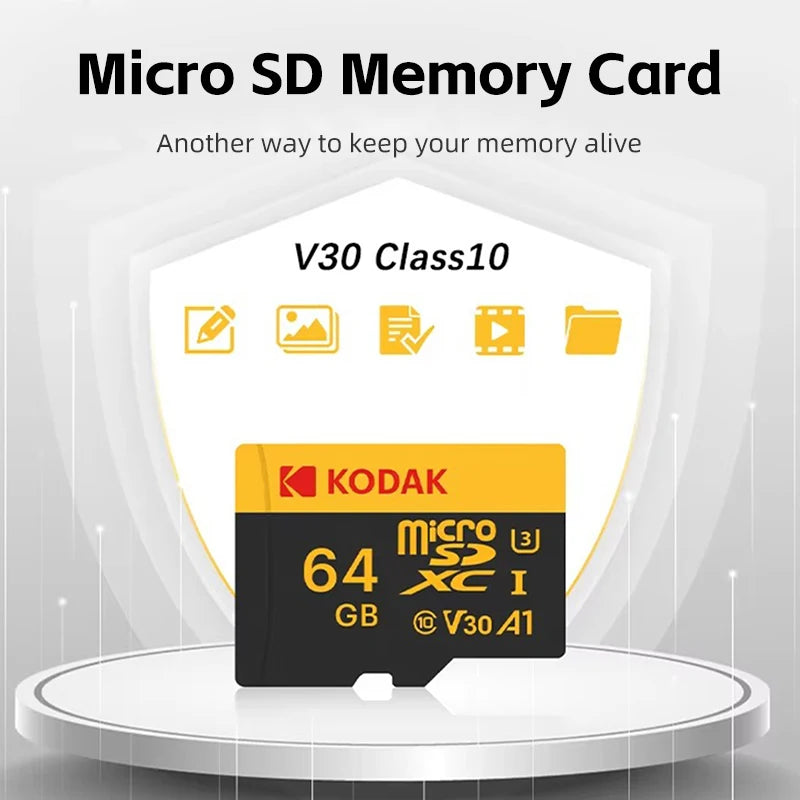 KODAK MicroSD Card 32GB 64GB 128GB 256GB Memori Memory Card C10 TF Micro SD SDXC U3 V30 4K For Phone Drone Camera