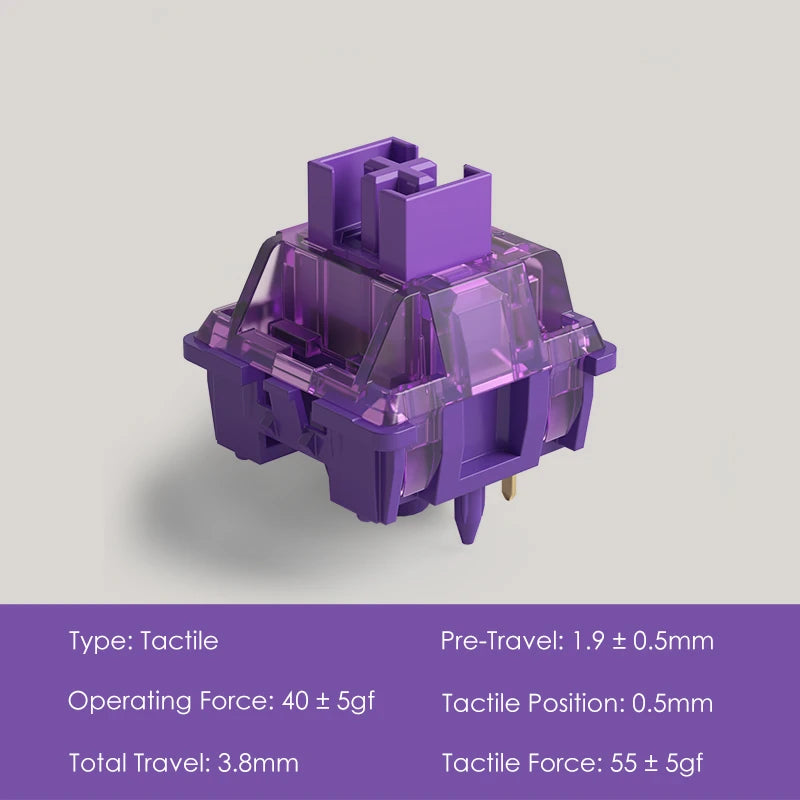 Akko V3 Pro Lavender Purple Switches 5 Pin 40gf Tactile Switch With Stable Dustproof Stem For Mx Mechanical Keyboard (45 pcs)