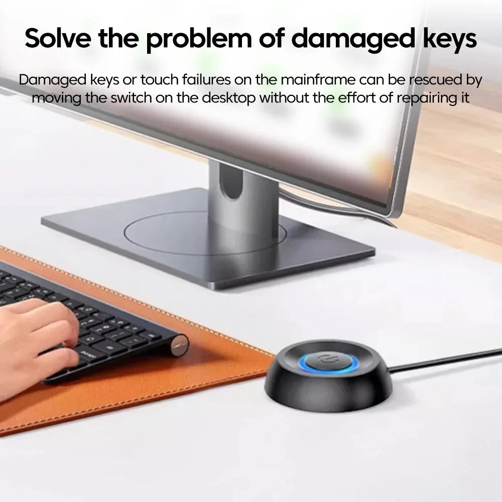 COOLCIRC LED Light Computer Desktop Round Power Switch PC Motherboard External Start Power Button Extension Cable for Home