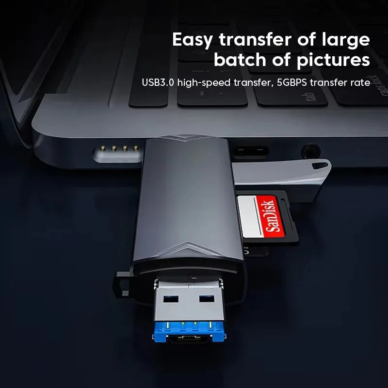 6 In 1 OTG Multifunction USB 3.0 Card Reader U Disk TYPE-C/Usb/Tf/Sd Flash Drive Memory Card for Adapter Phone Laptop Compute